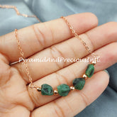Rough Emerald Necklace, Healing Gemstone Necklace, Birthstone Jewelry, Ethnic Jewelry, Gift For Her, Emerald Necklace, Sold By Piece